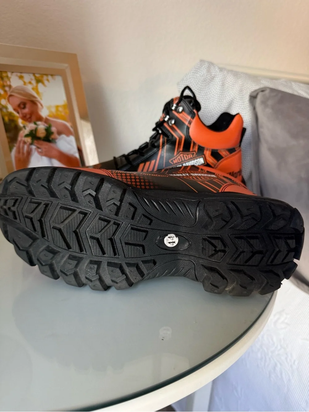 Harley-Davidson Men's Black & Orange Rugged Lace-Up Shoes 10.5 Faux Leather
